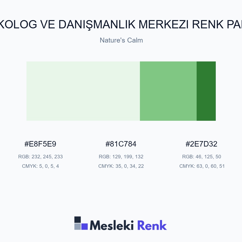 Psikolog ve Danışmanlık Merkezi Nature's Calm Renk Paleti