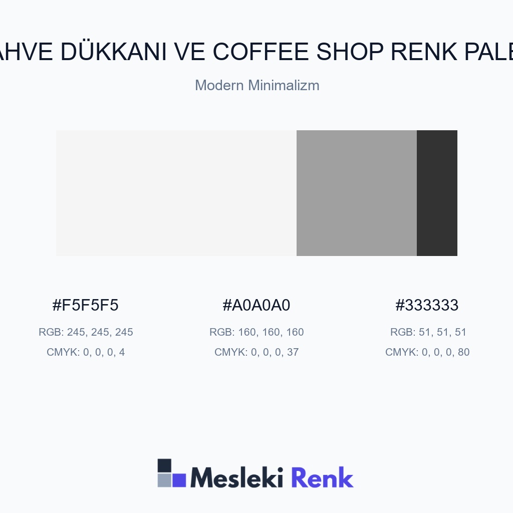 Kahve Dükkanı ve Coffee Shop Modern Minimalizm Renk Paleti