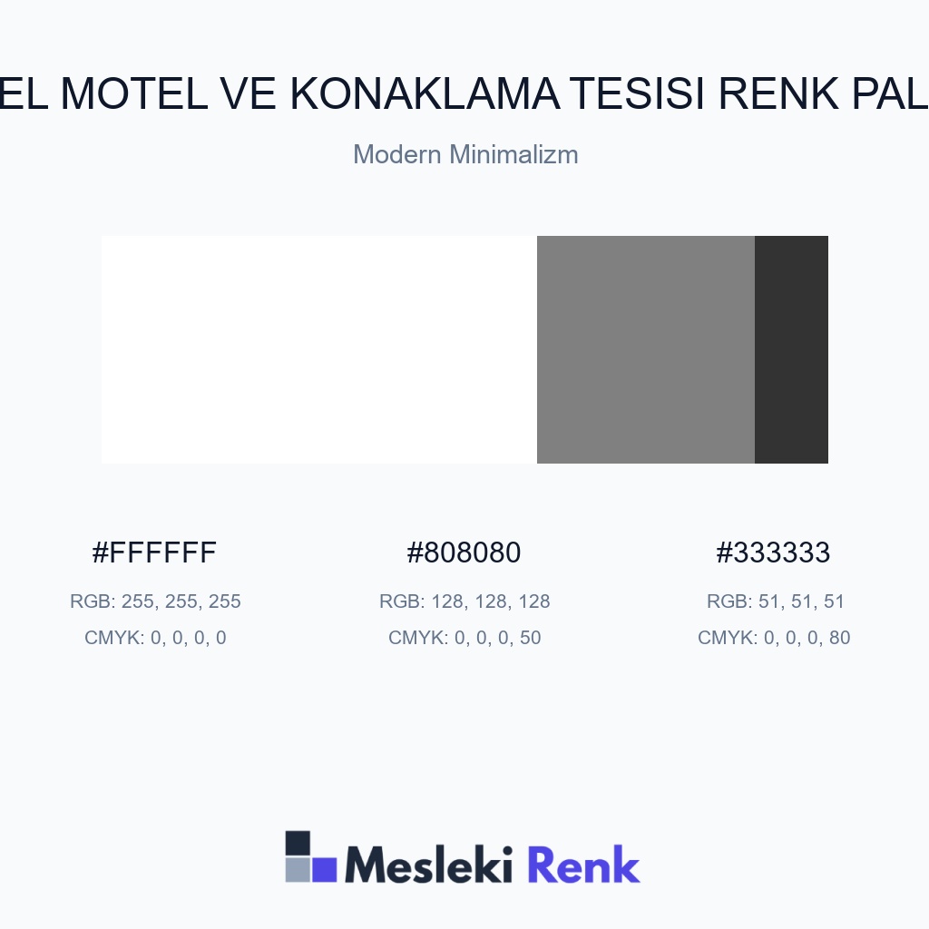 Otel Motel ve Konaklama Tesisi Modern Minimalizm Renk Paleti
