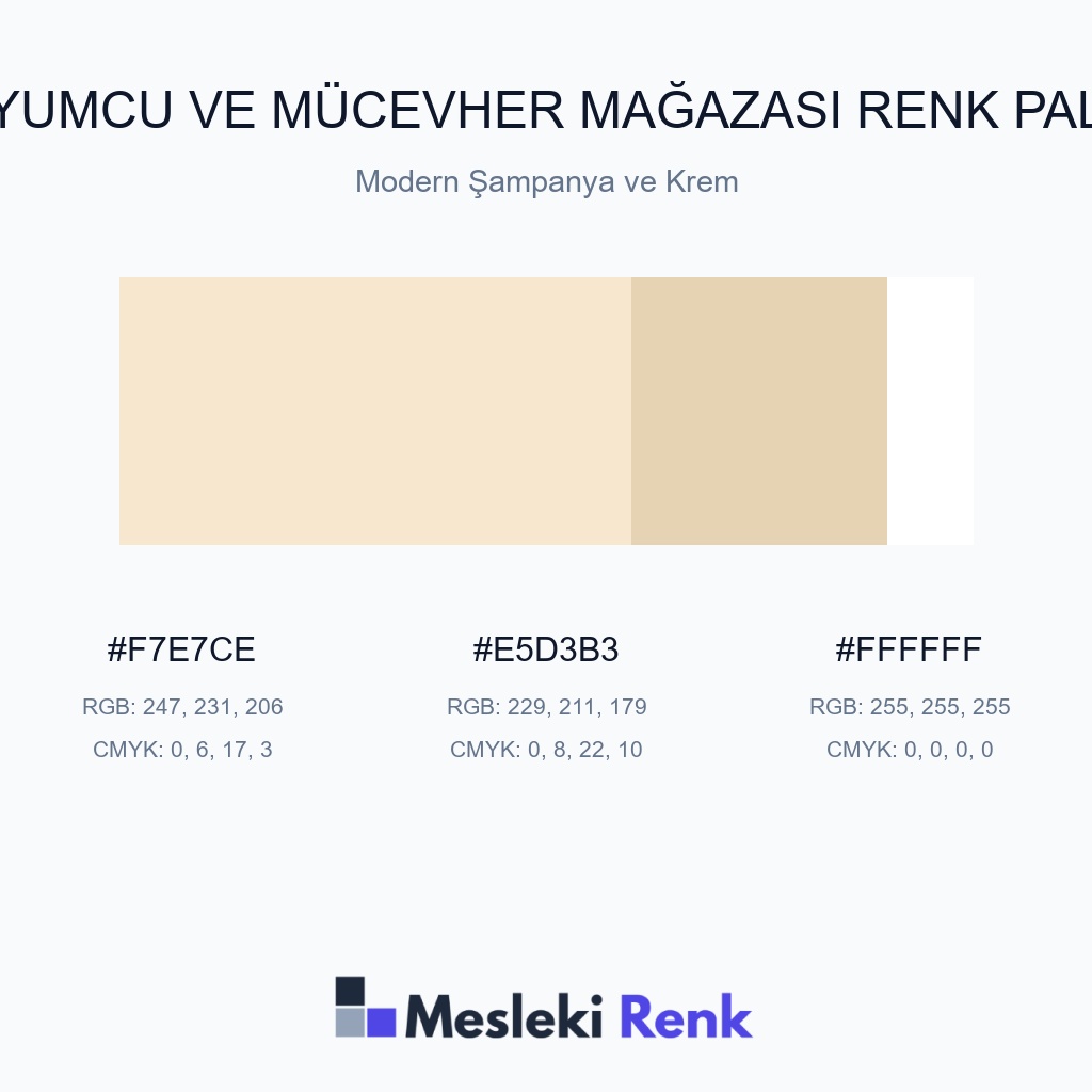 Kuyumcu ve Mücevher Mağazası Modern Şampanya ve Krem Renk Paleti