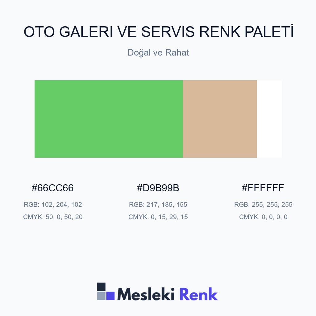 Oto Galeri ve Servis Doğal ve Rahat Renk Paleti