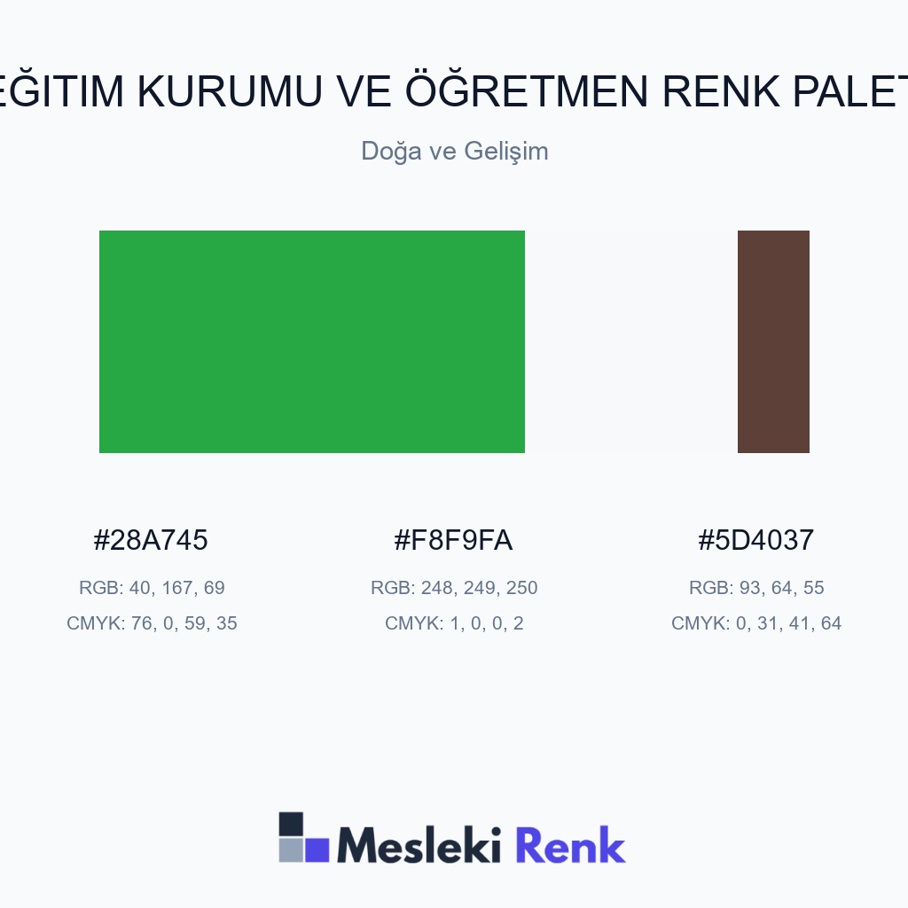 Eğitim Kurumu ve Öğretmen Doğa ve Gelişim Renk Paleti