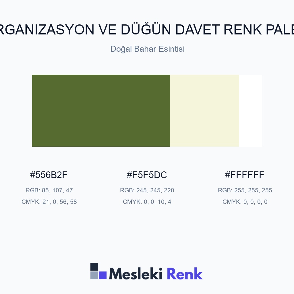 Organizasyon ve Düğün Davet Doğal Bahar Esintisi Renk Paleti