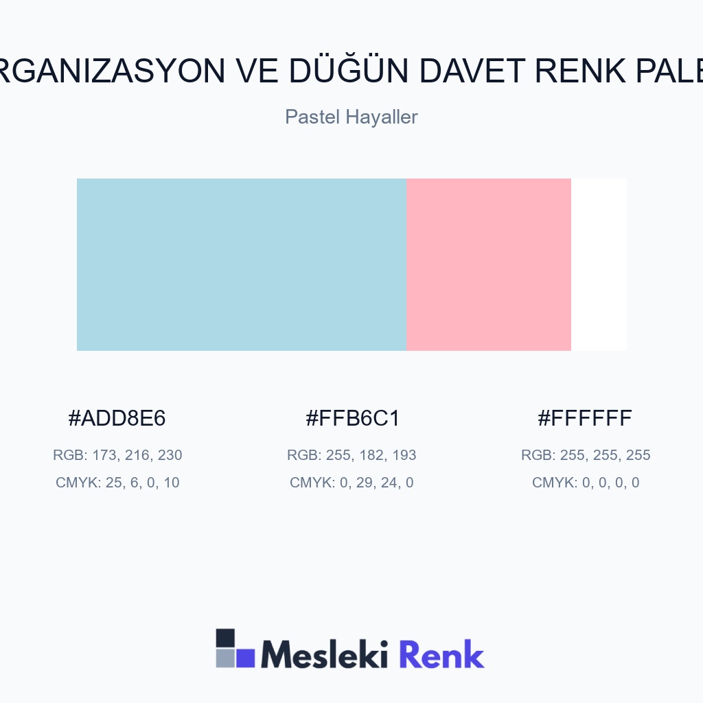 Organizasyon ve Düğün Davet Pastel Hayaller Renk Paleti