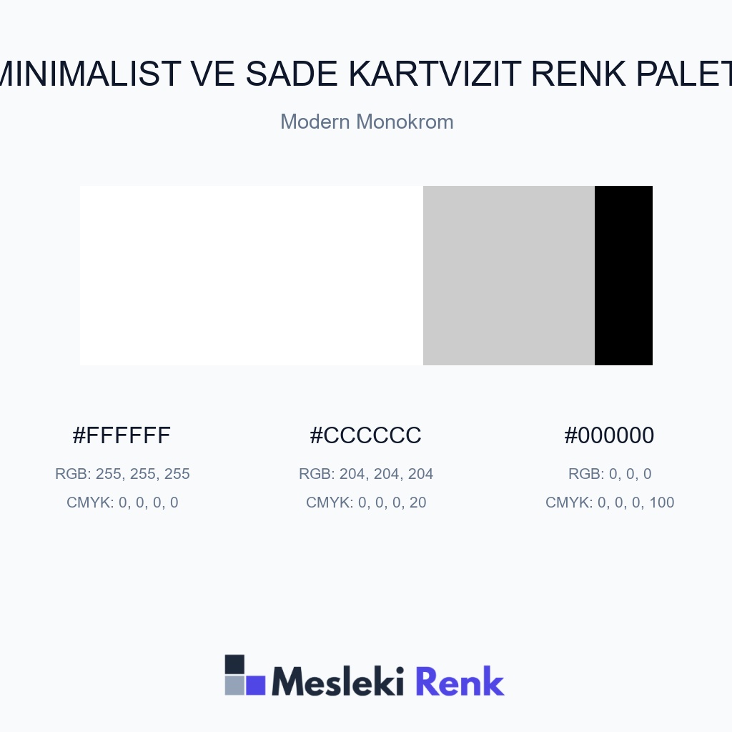 Minimalist ve Sade Kartvizit Modern Monokrom Renk Paleti