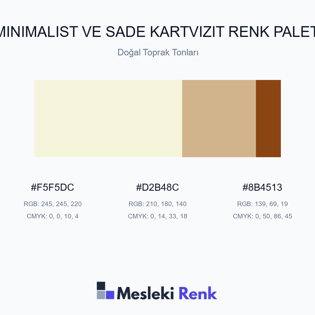 Minimalist ve Sade Kartvizit Doğal Toprak Tonları Renk Paleti