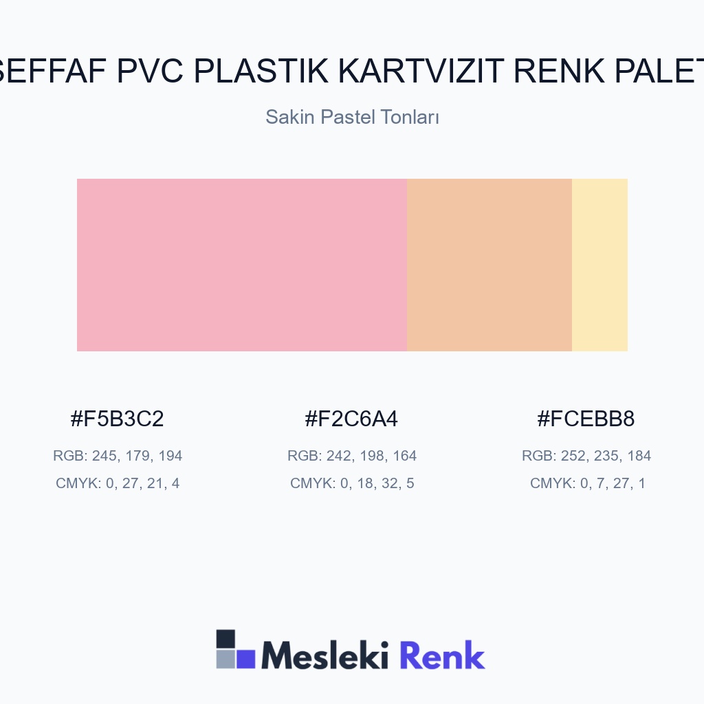 Şeffaf PVC Plastik Kartvizit Sakin Pastel Tonları Renk Paleti