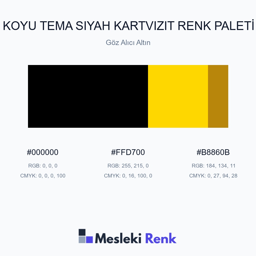 Koyu Tema Siyah Kartvizit Göz Alıcı Altın Renk Paleti