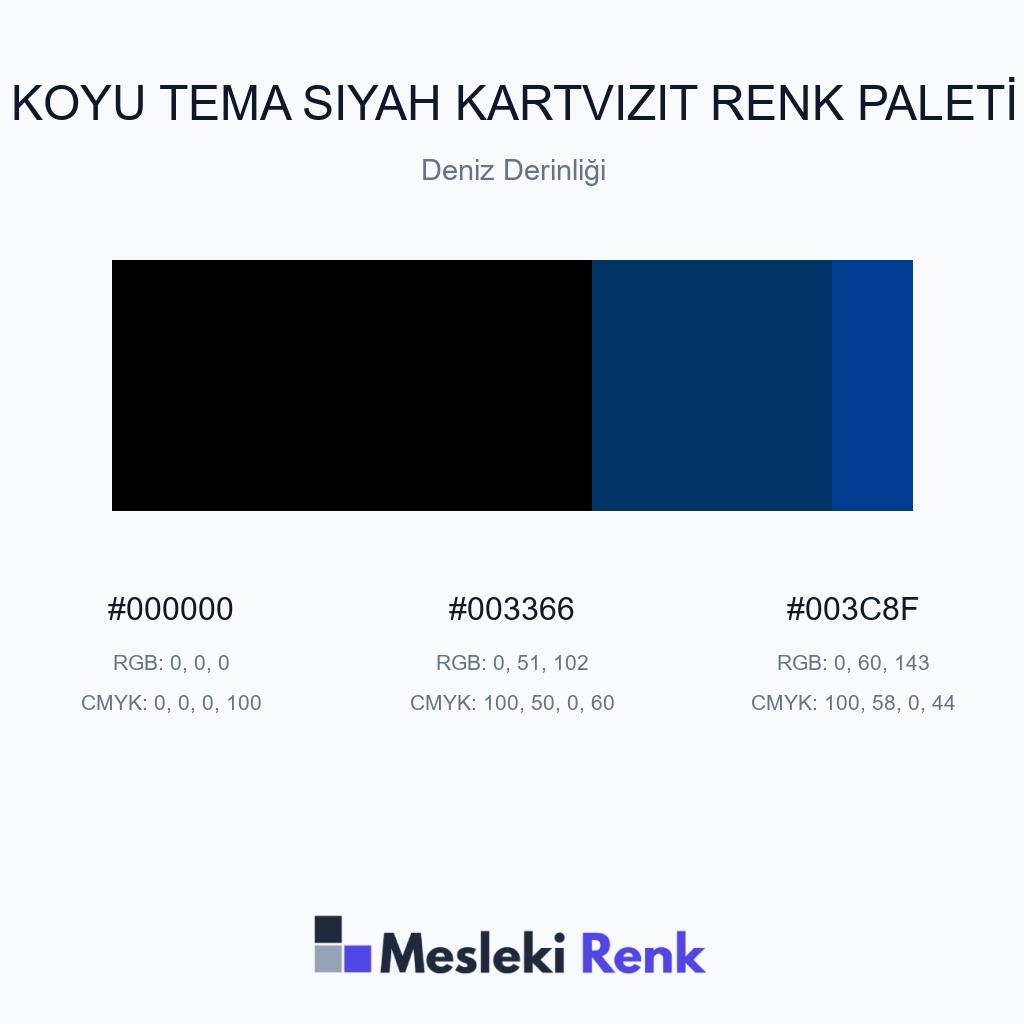 Koyu Tema Siyah Kartvizit Deniz Derinliği Renk Paleti
