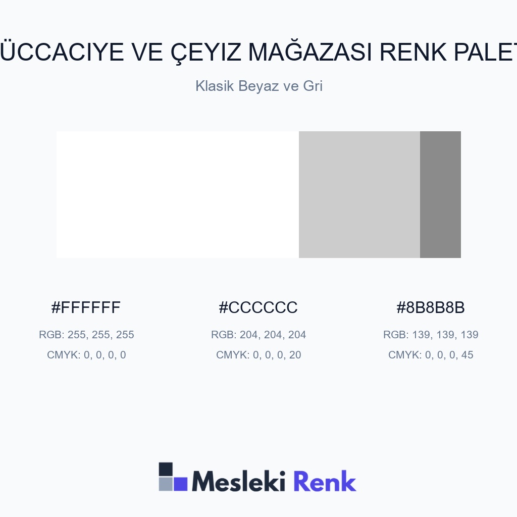 Züccaciye ve Çeyiz Mağazası Klasik Beyaz ve Gri Renk Paleti
