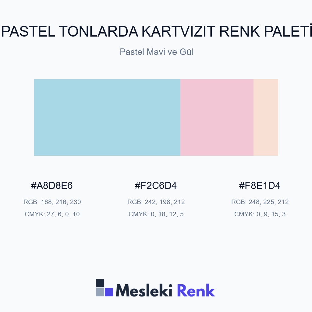Pastel Tonlarda Kartvizit Pastel Mavi ve Gül Renk Paleti