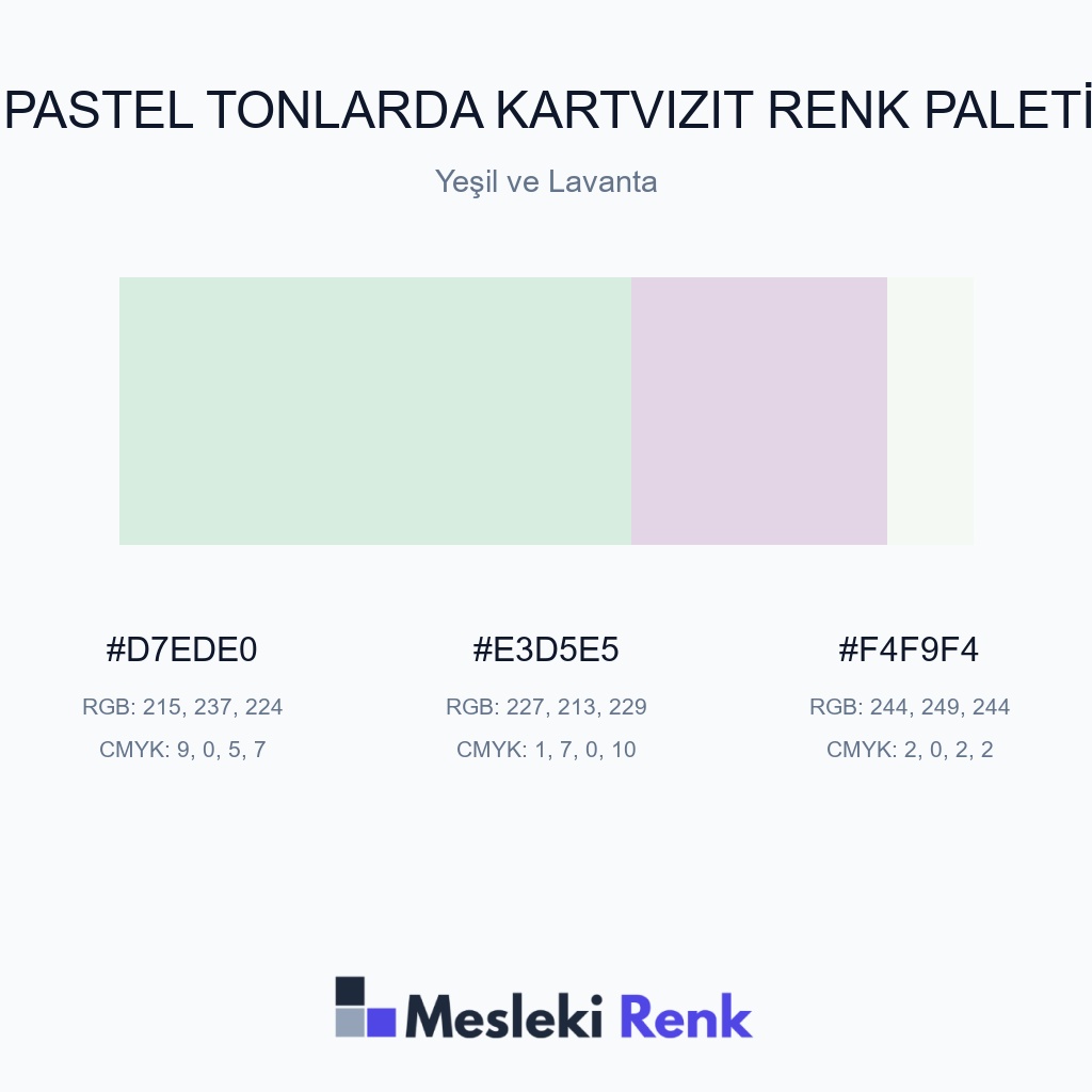 Pastel Tonlarda Kartvizit Yeşil ve Lavanta Renk Paleti