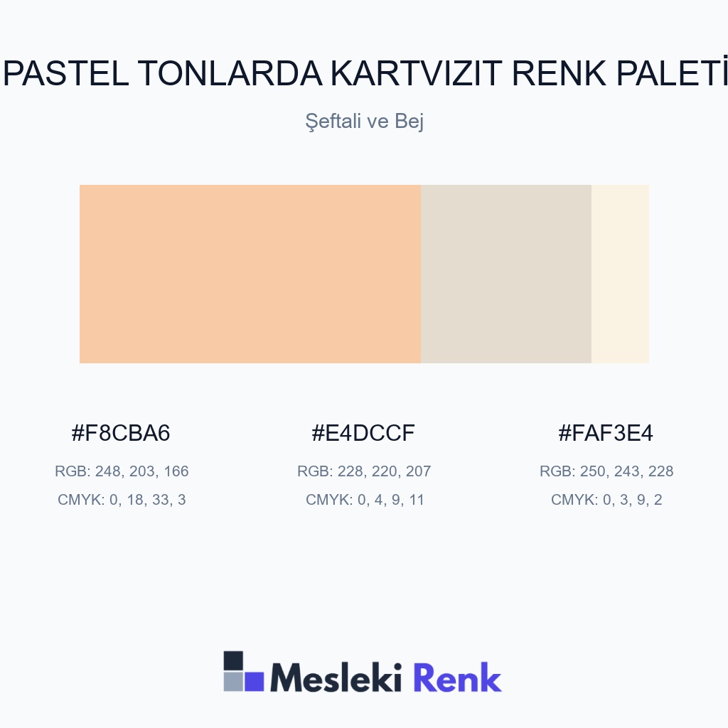 Pastel Tonlarda Kartvizit Şeftali ve Bej Renk Paleti
