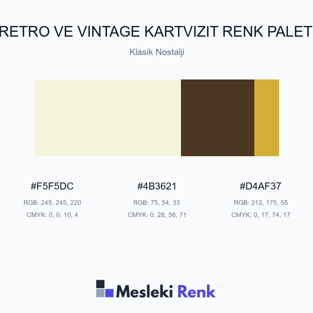 Retro ve Vintage Kartvizit Klasik Nostalji Renk Paleti