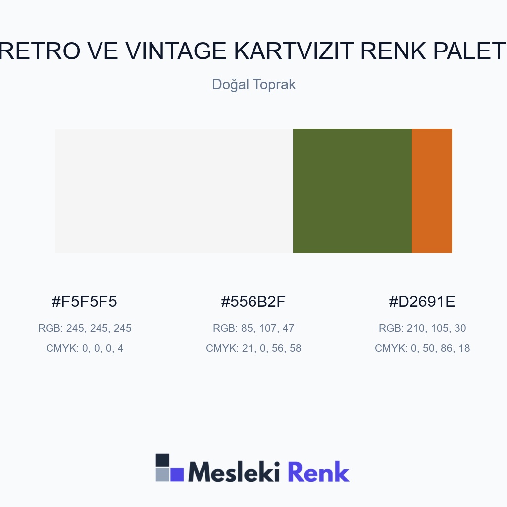 Retro ve Vintage Kartvizit Doğal Toprak Renk Paleti