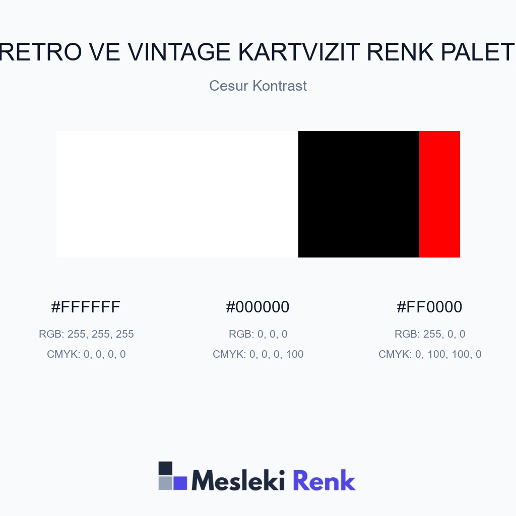 Retro ve Vintage Kartvizit Cesur Kontrast Renk Paleti