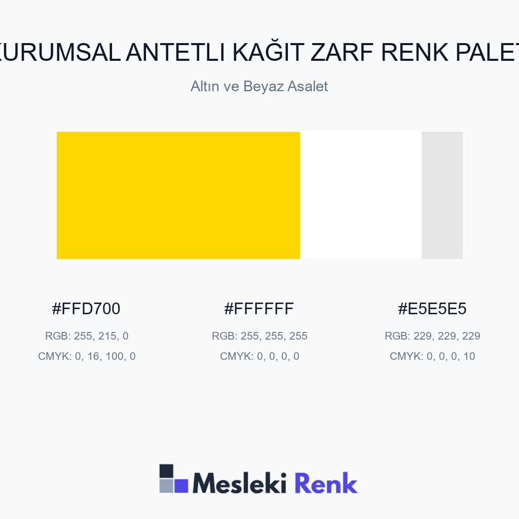 Kurumsal Antetli Kağıt Zarf Altın ve Beyaz Asalet Renk Paleti