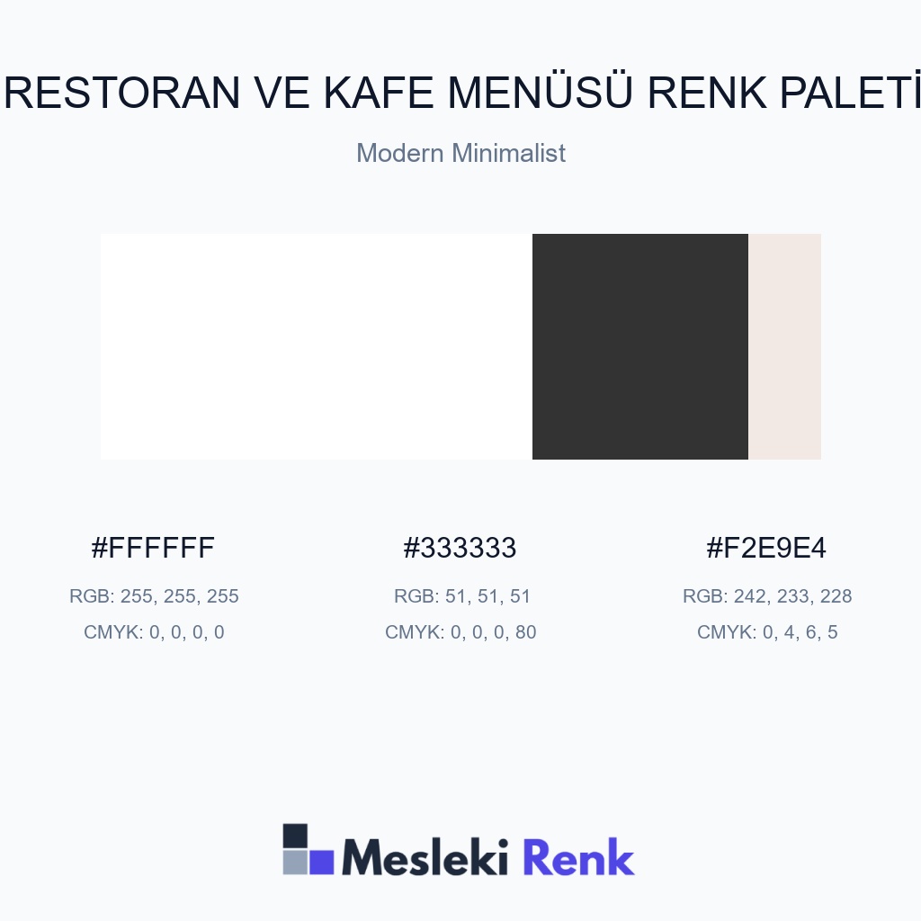 Restoran ve Kafe Menüsü Modern Minimalist Renk Paleti