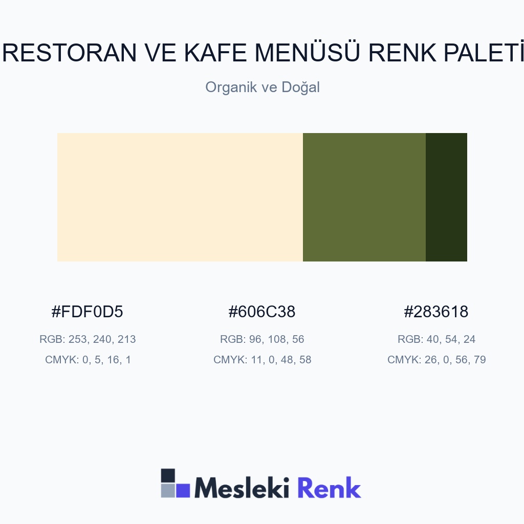 Restoran ve Kafe Menüsü Organik ve Doğal Renk Paleti