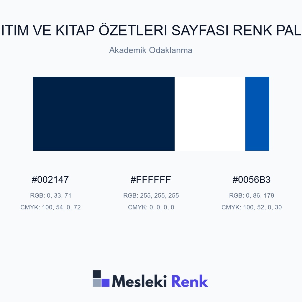 Eğitim ve Kitap Özetleri Sayfası Akademik Odaklanma Renk Paleti