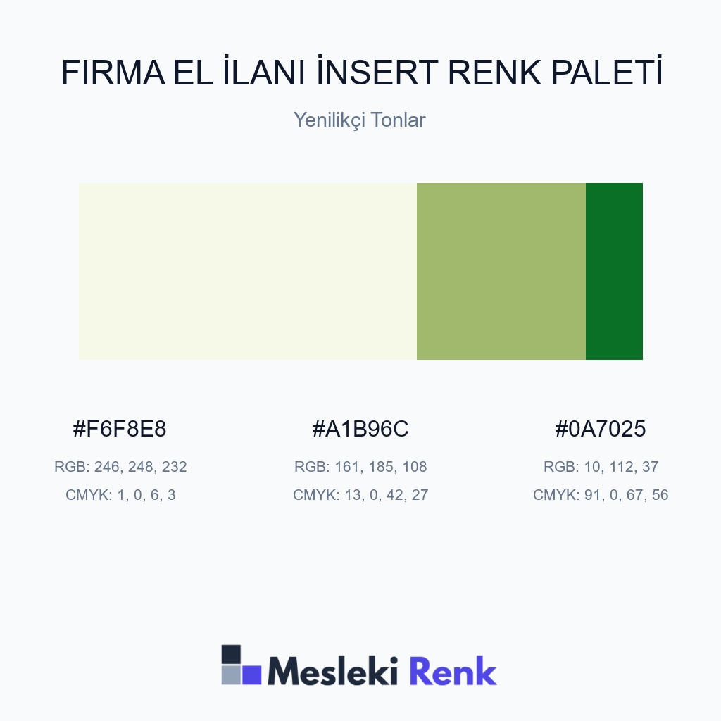 Firma El İlanı İnsert Yenilikçi Tonlar Renk Paleti