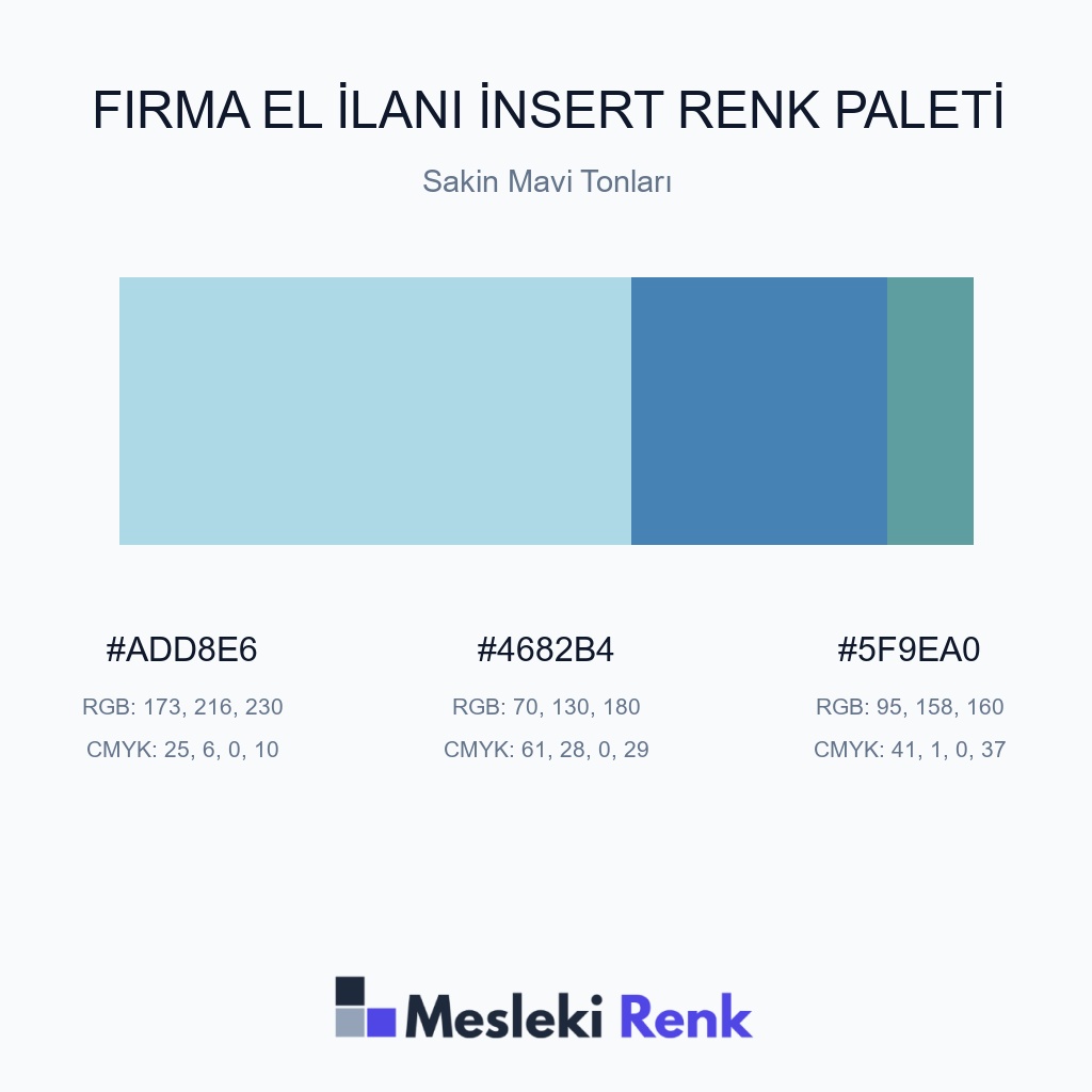 Firma El İlanı İnsert Sakin Mavi Tonları Renk Paleti