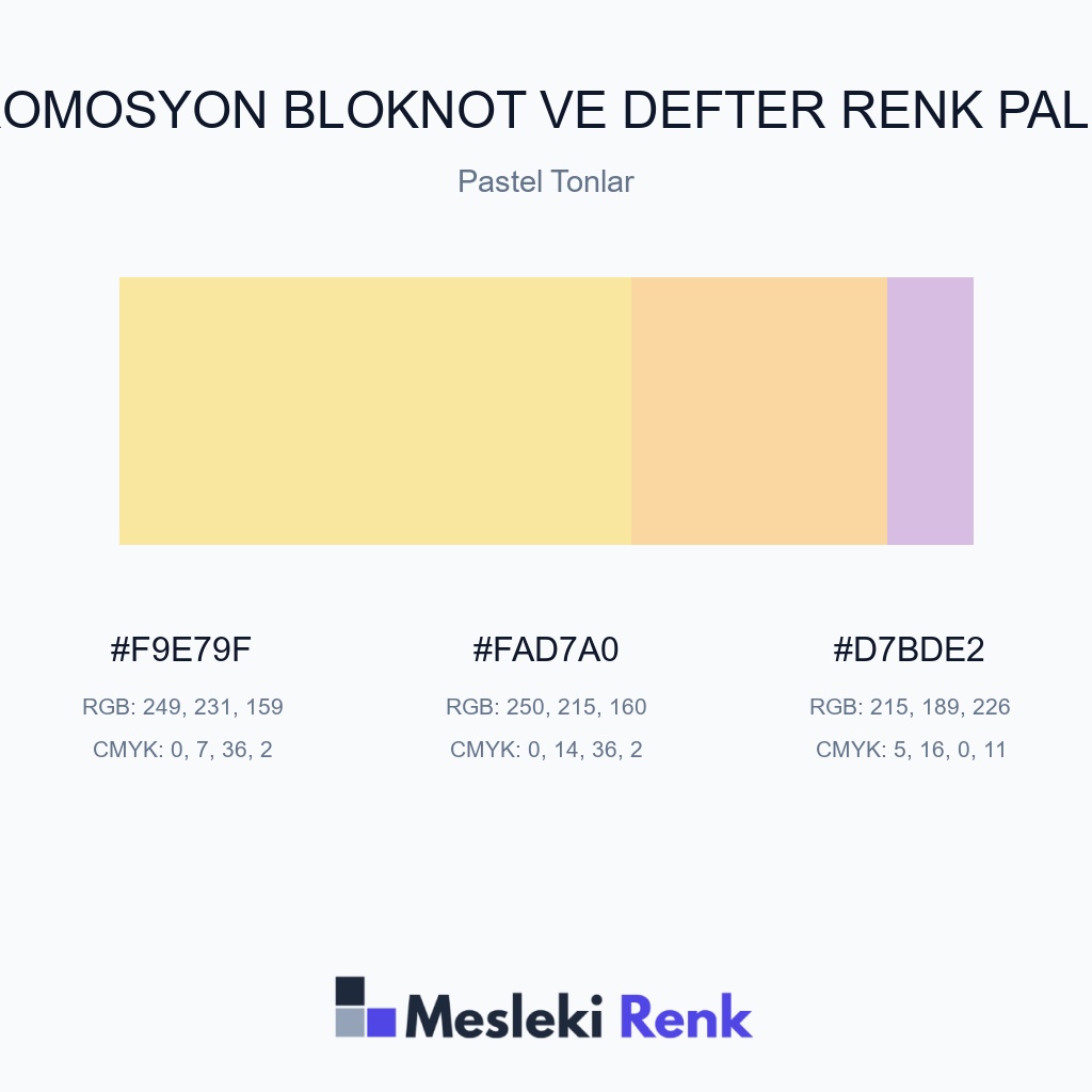 Promosyon Bloknot ve Defter Pastel Tonlar Renk Paleti