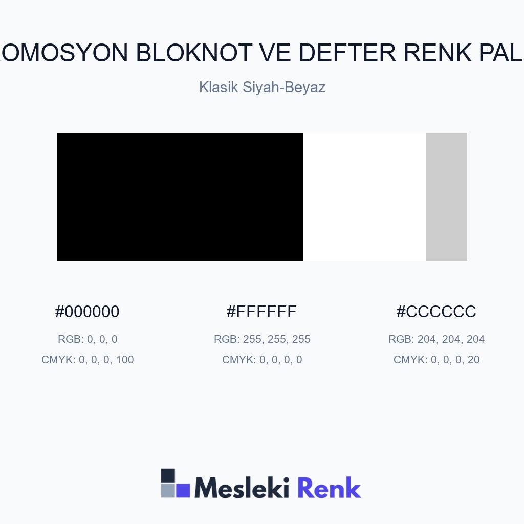Promosyon Bloknot ve Defter Klasik Siyah-Beyaz Renk Paleti