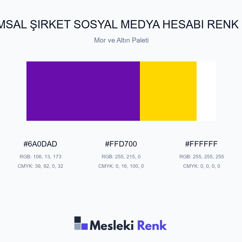 Kurumsal Şirket Sosyal Medya Hesabı Mor ve Altın Paleti Renk Paleti