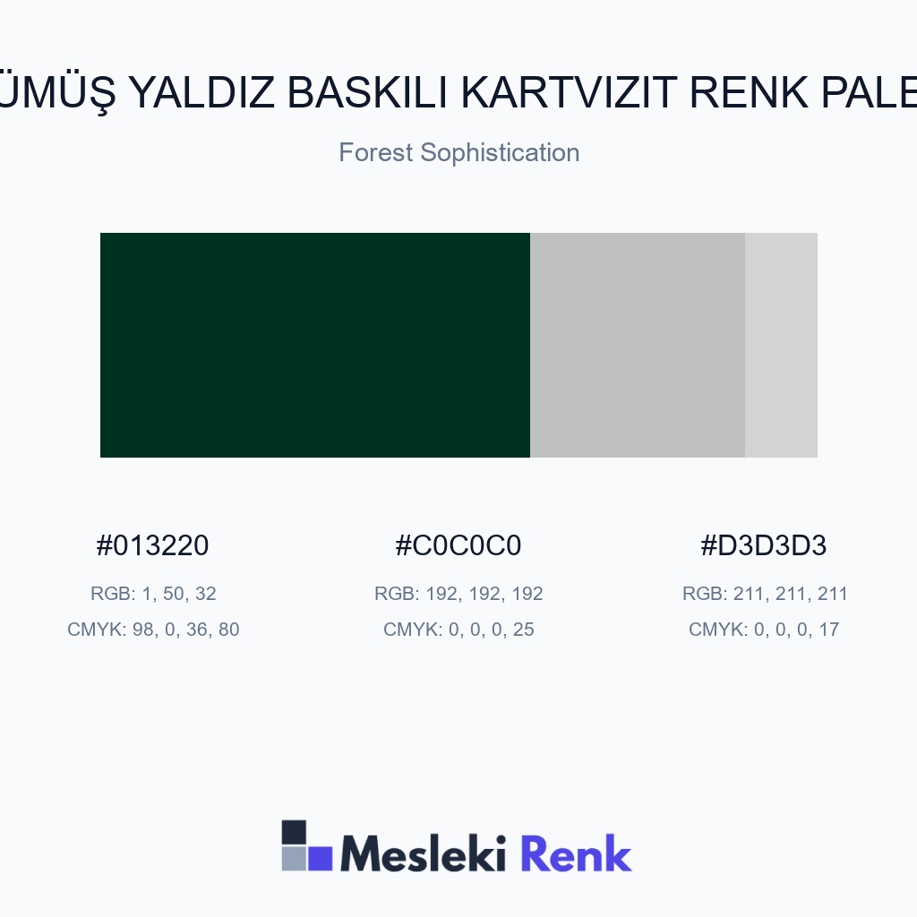 Gümüş Yaldız Baskılı Kartvizit Forest Sophistication Renk Paleti