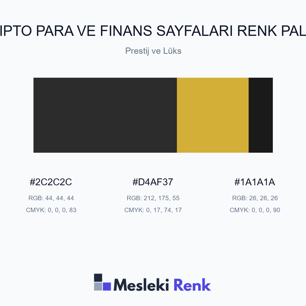 Kripto Para ve Finans Sayfaları Prestij ve Lüks Renk Paleti