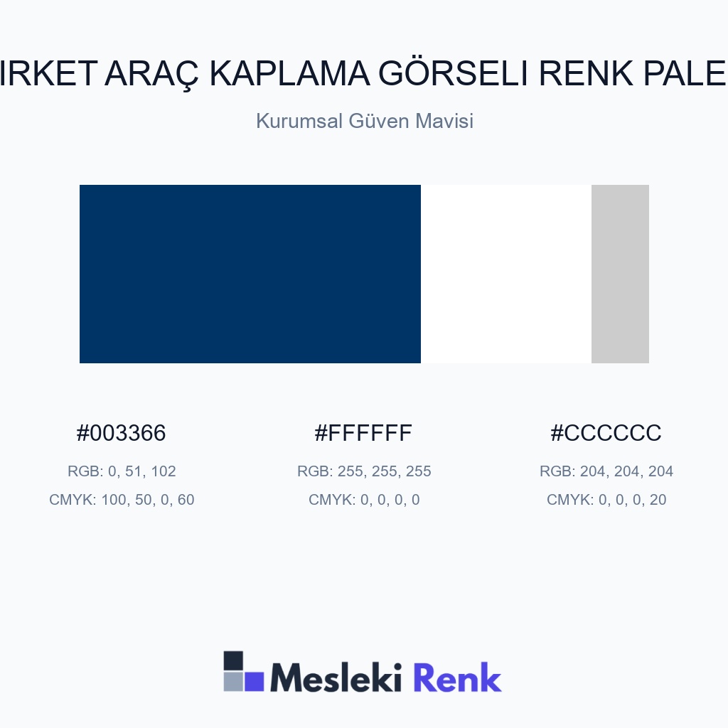 Şirket Araç Kaplama Görseli Kurumsal Güven Mavisi Renk Paleti