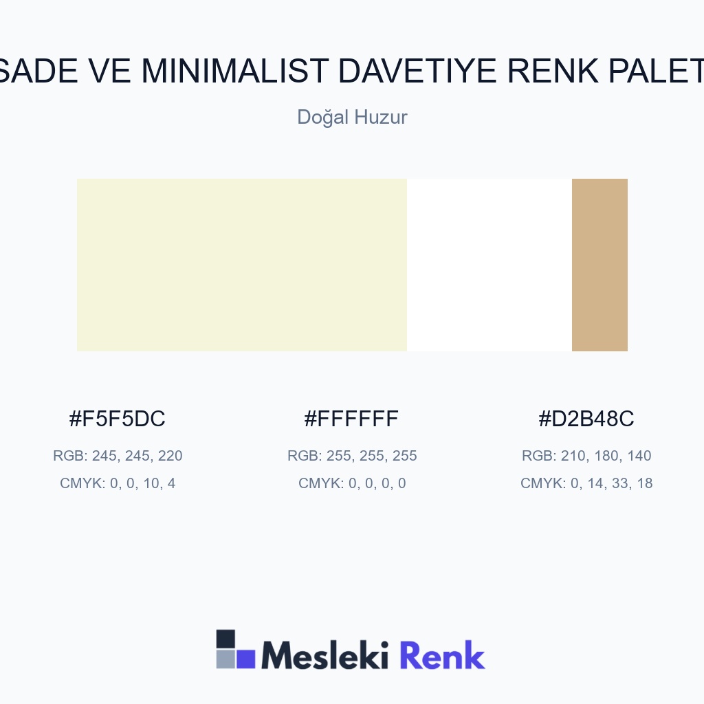 Sade ve Minimalist Davetiye Doğal Huzur Renk Paleti