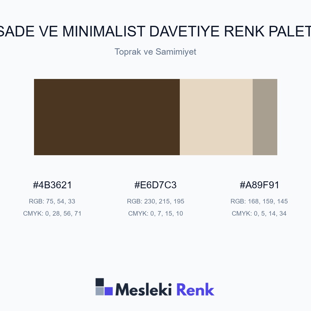 Sade ve Minimalist Davetiye Toprak ve Samimiyet Renk Paleti