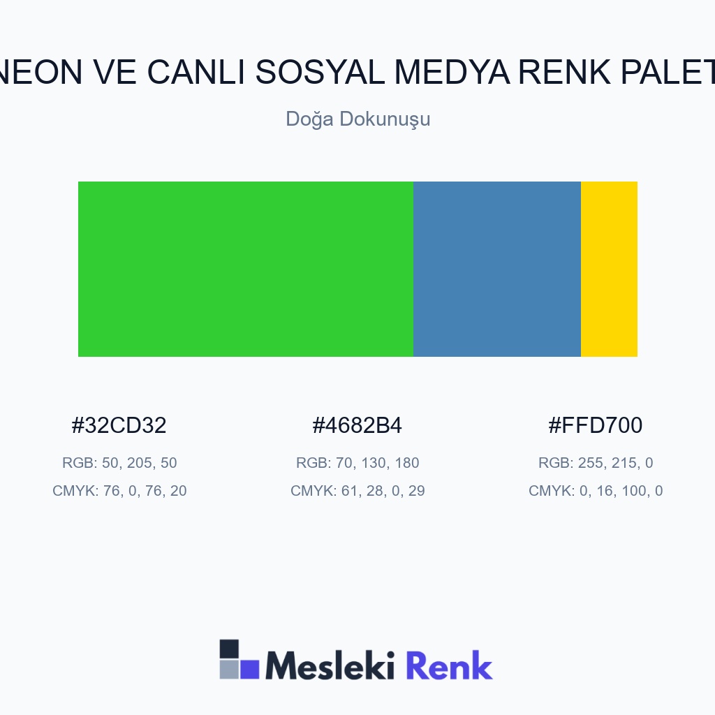 Neon ve Canlı Sosyal Medya Doğa Dokunuşu Renk Paleti