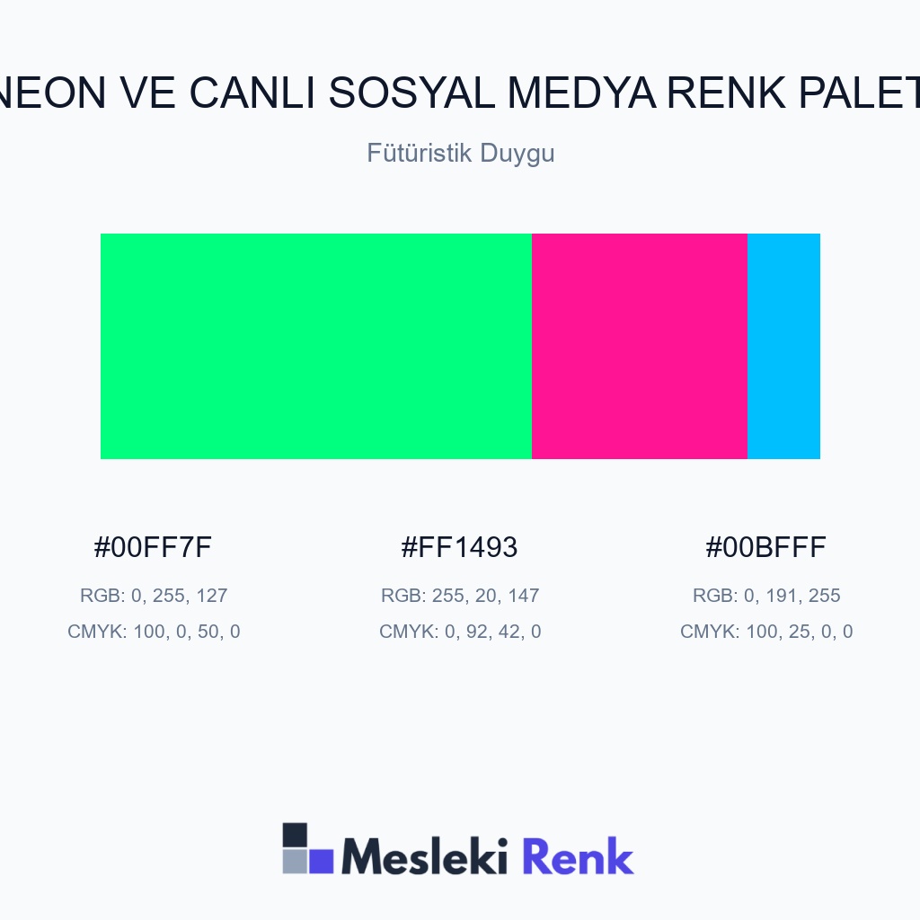 Neon ve Canlı Sosyal Medya Fütüristik Duygu Renk Paleti