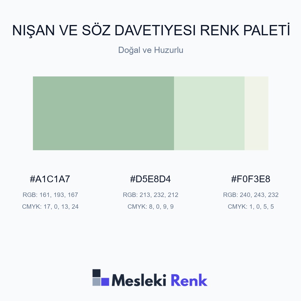 Nişan ve Söz Davetiyesi Doğal ve Huzurlu Renk Paleti
