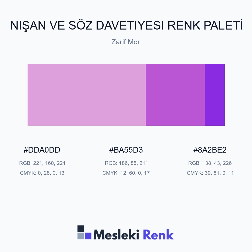 Nişan ve Söz Davetiyesi Zarif Mor Renk Paleti