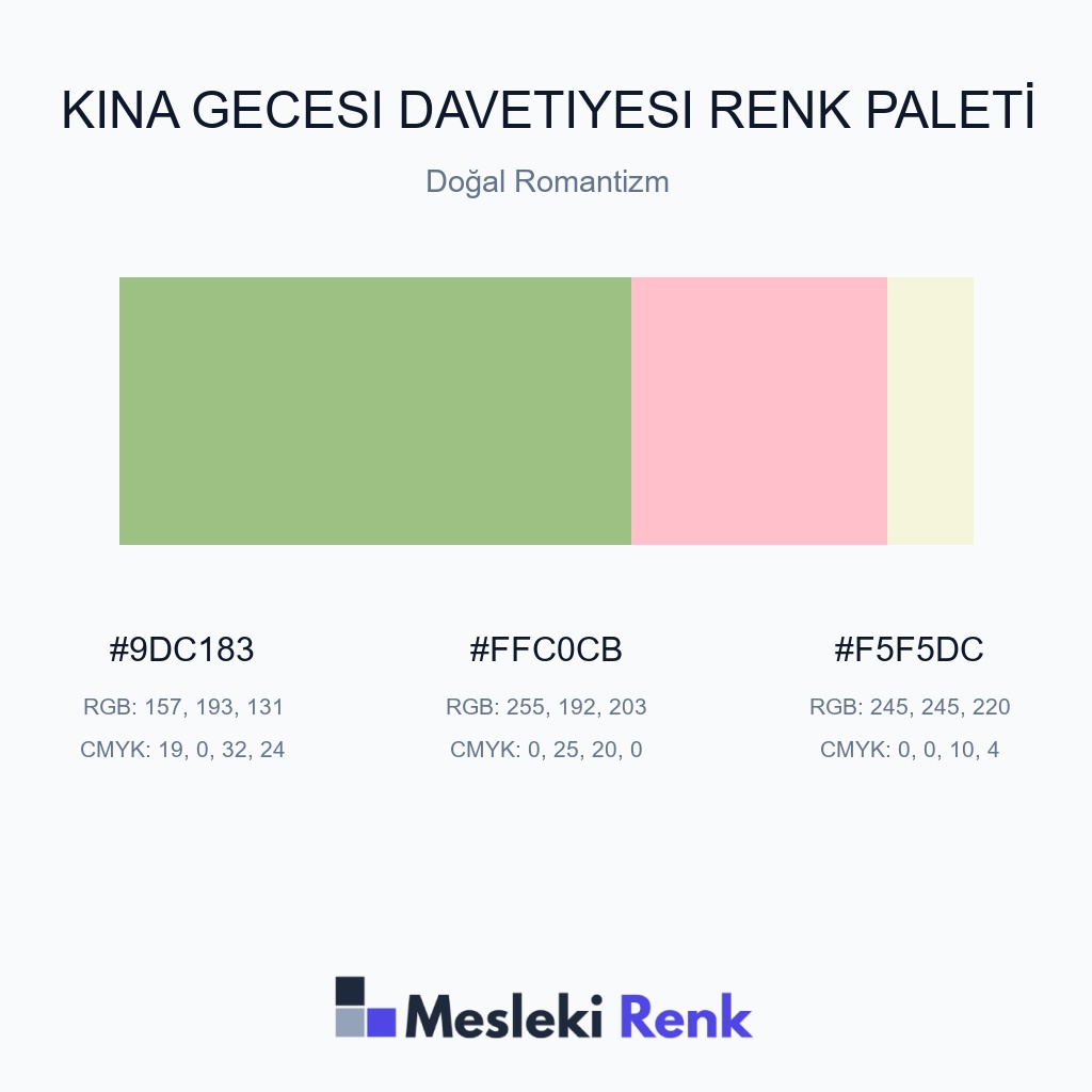 Kına Gecesi Davetiyesi Doğal Romantizm Renk Paleti