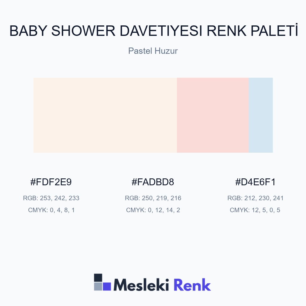 Baby Shower Davetiyesi Pastel Huzur Renk Paleti