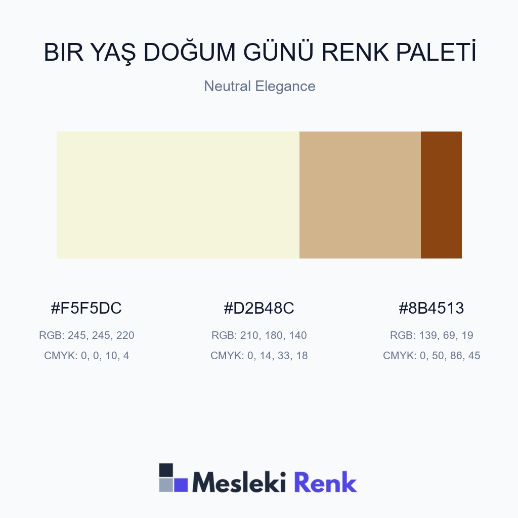 Bir Yaş Doğum Günü Neutral Elegance Renk Paleti