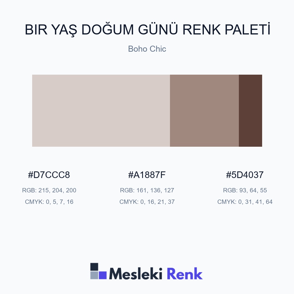 Bir Yaş Doğum Günü Boho Chic Renk Paleti