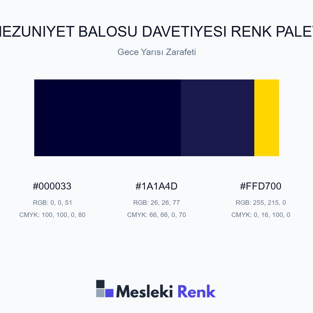 Mezuniyet Balosu Davetiyesi Gece Yarısı Zarafeti Renk Paleti