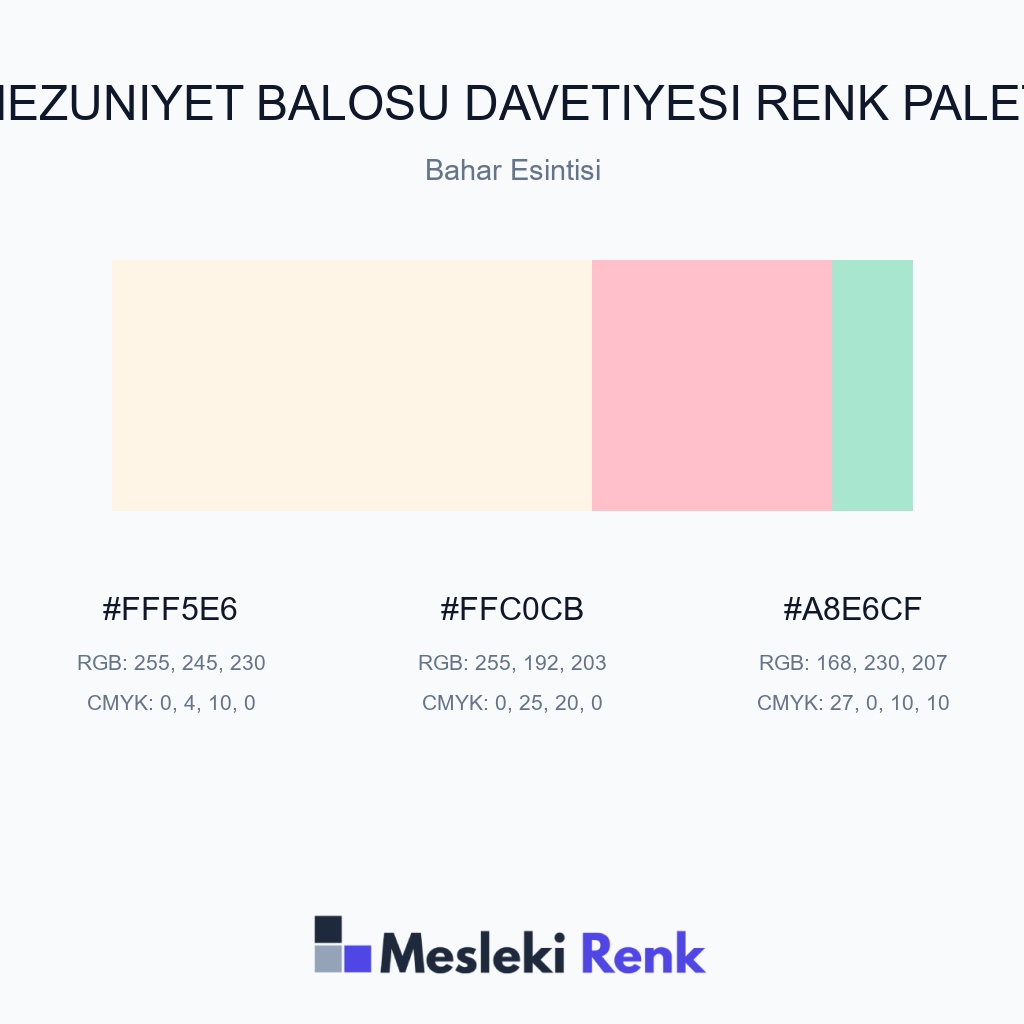 Mezuniyet Balosu Davetiyesi Bahar Esintisi Renk Paleti