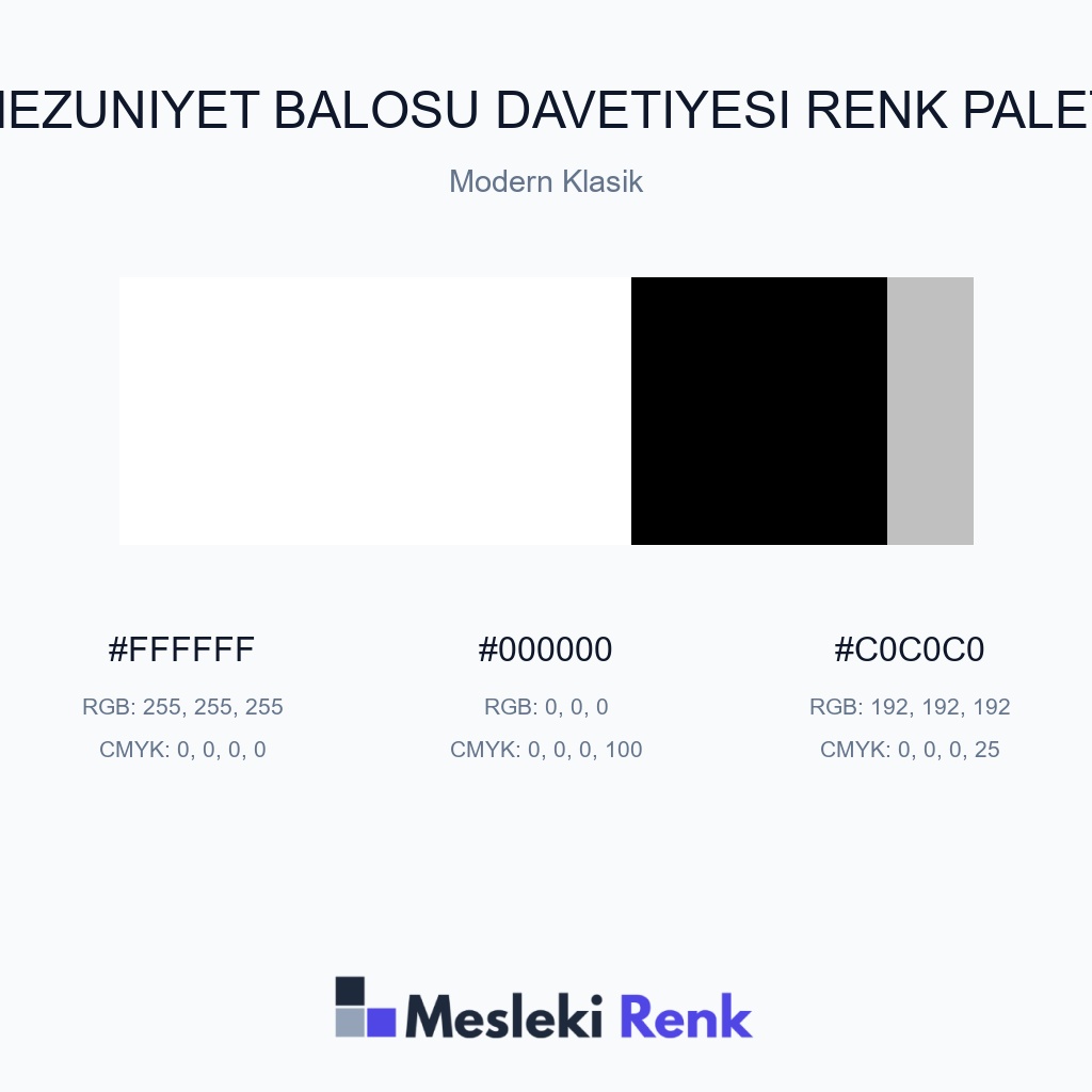 Mezuniyet Balosu Davetiyesi Modern Klasik Renk Paleti