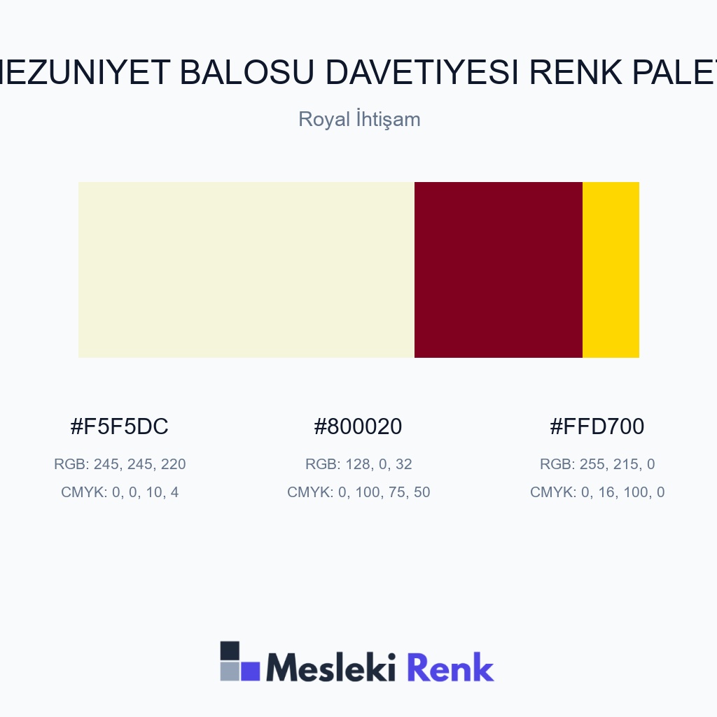 Mezuniyet Balosu Davetiyesi Royal İhtişam Renk Paleti