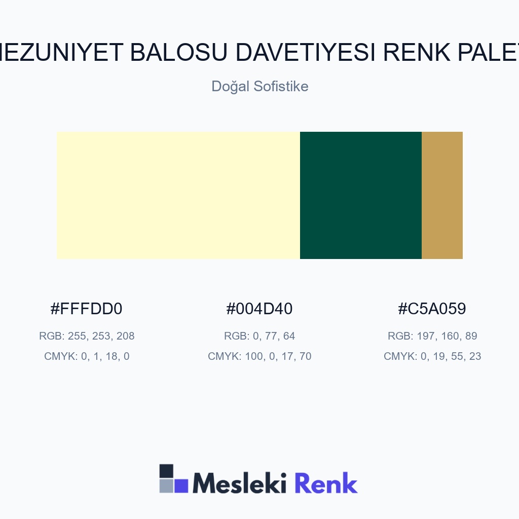 Mezuniyet Balosu Davetiyesi Doğal Sofistike Renk Paleti