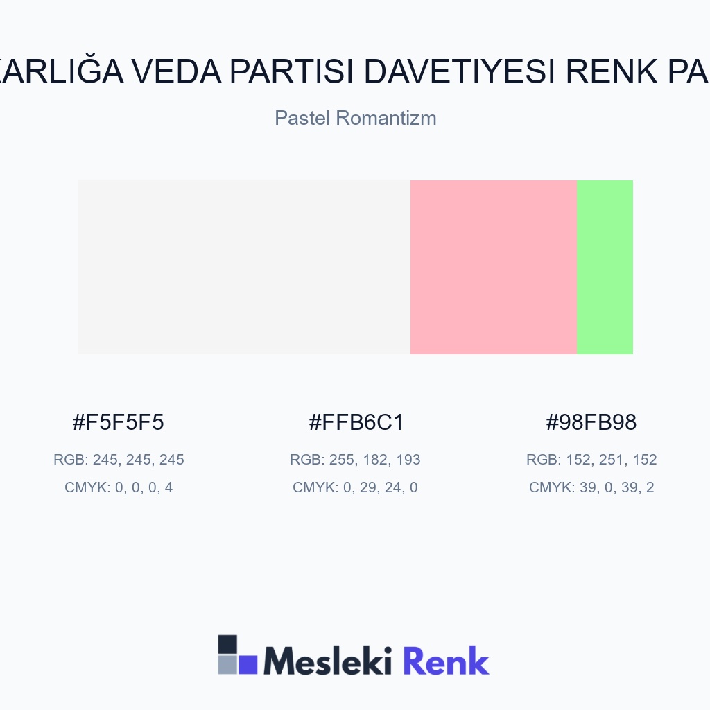 Bekarlığa Veda Partisi Davetiyesi Pastel Romantizm Renk Paleti