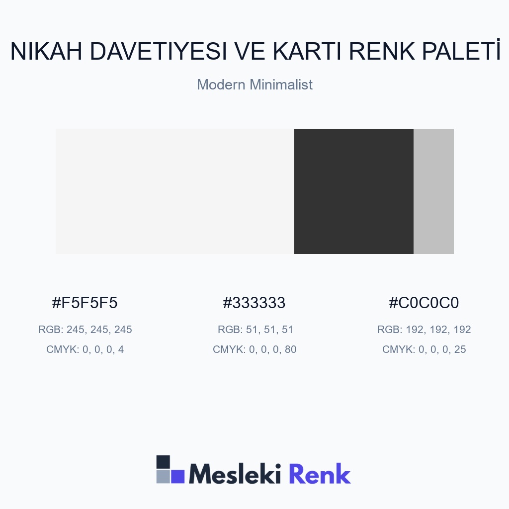 Nikah Davetiyesi ve Kartı Modern Minimalist Renk Paleti
