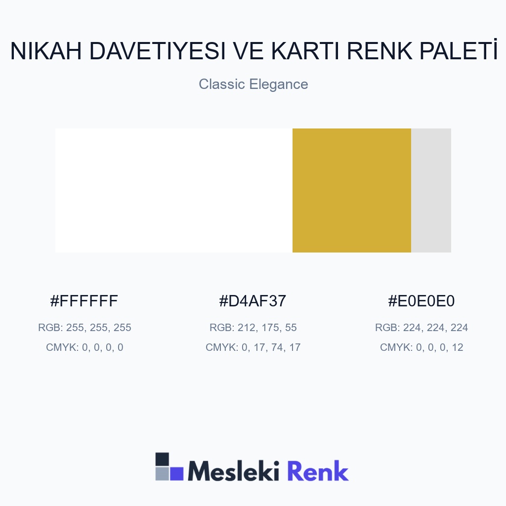 Nikah Davetiyesi ve Kartı Classic Elegance Renk Paleti